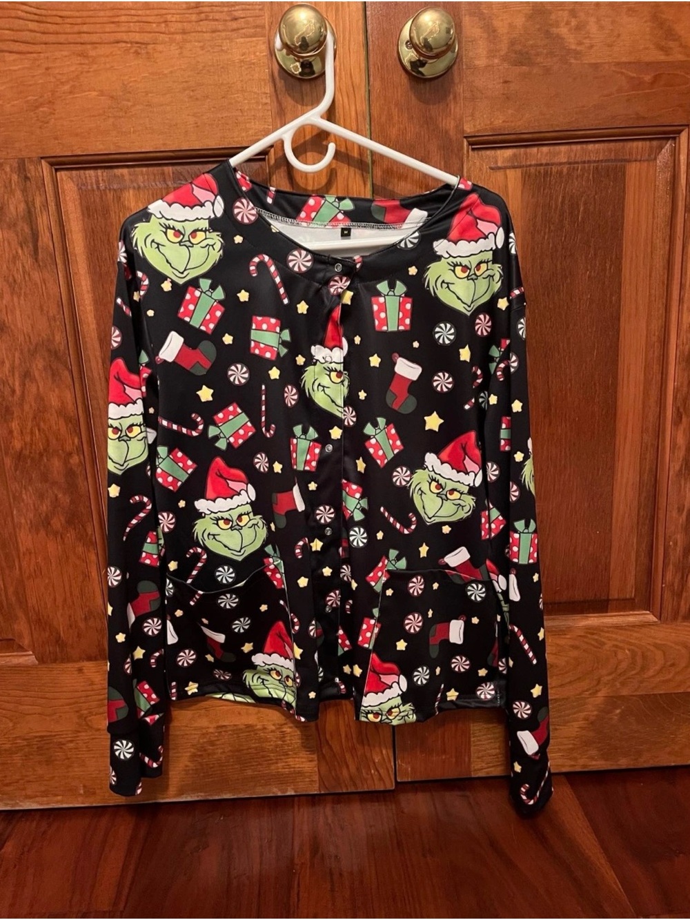 Christmas Grinch Scrub Jacket